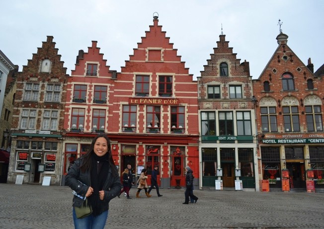 The beautiful marketplace in Bruges.