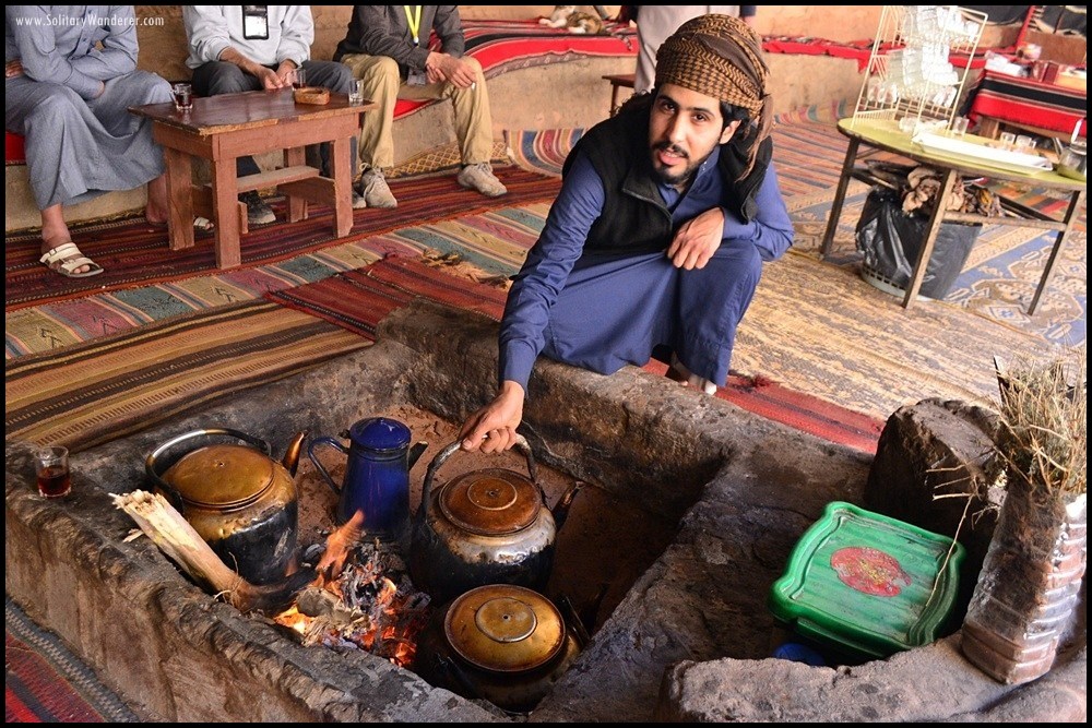 bedouin with tea wadi rum