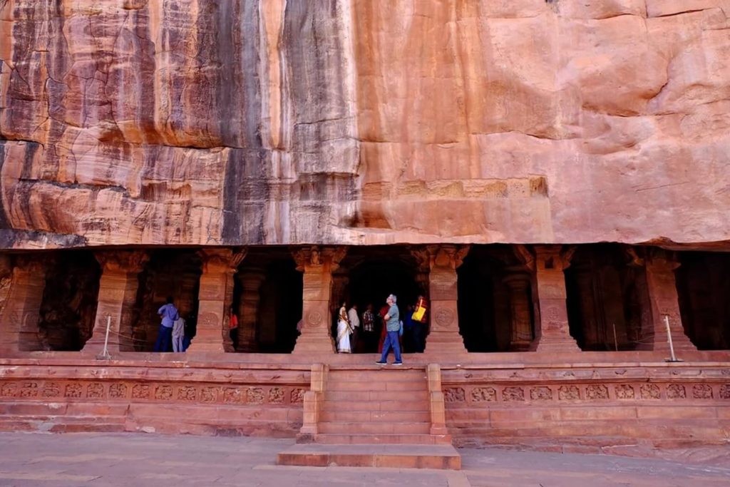 Badami Cave Temples -- entrance to cave 3